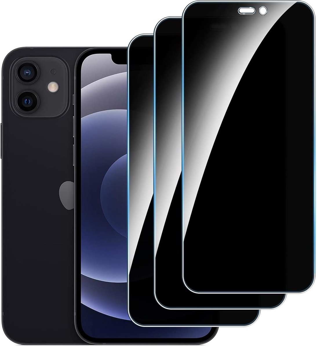 【3 stuks】privacy schermbeschermer voor iPhone 12/iPhone 12 Pro,Anti-Spy aangemaakte glas Screen Protector,9H hardheid,Gemakkelijk te Installeren,Anti-kras,Geen Luchtbellen