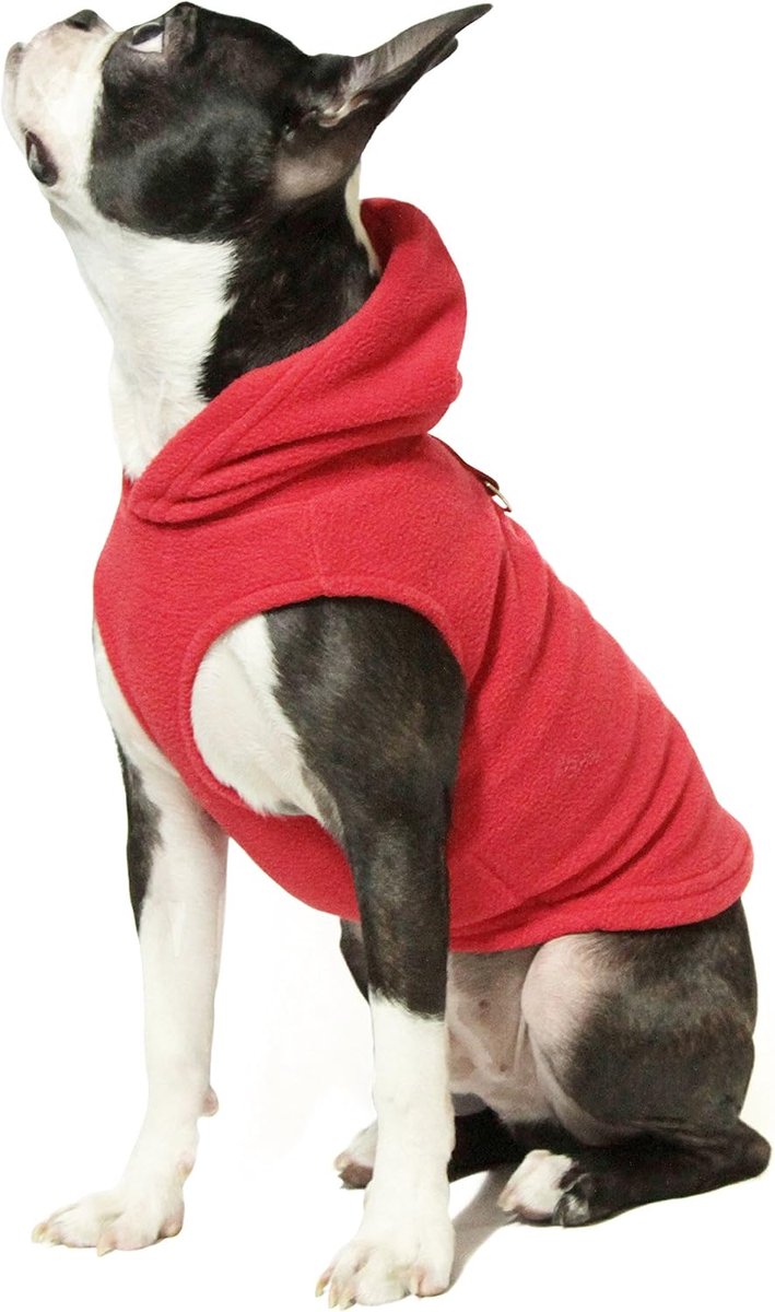 Every Day Fleece vest voor koud weer met capuchon voor kleine honden, X-Large, rood