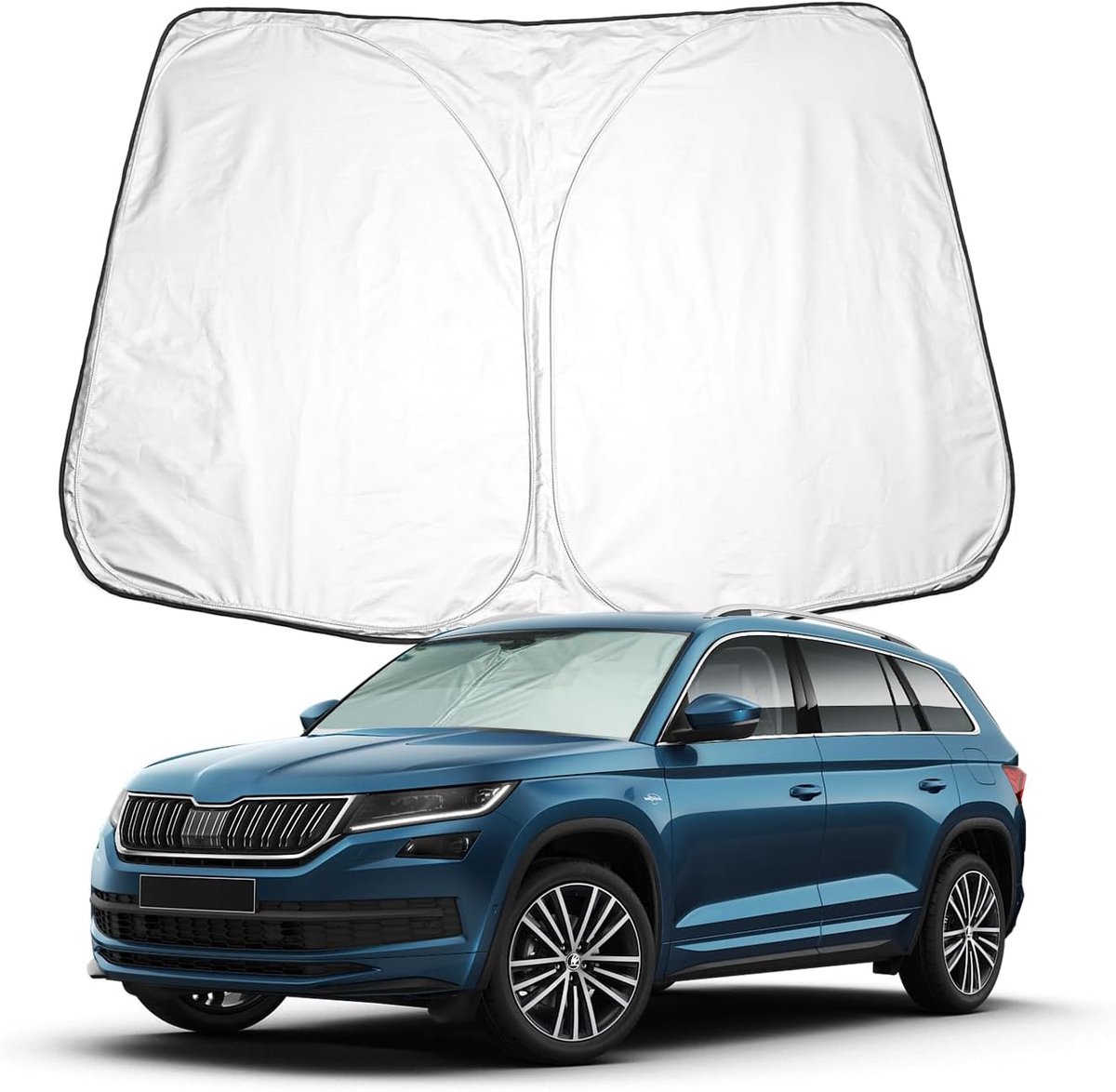 Kodiaq 2023 Zonwering compatibel met Skoda Kodiaq 2017-2023, voorruit voor Kodiaq de auto, voorruitafdekking, windbescherming voor voorruit, geblokkeerd, UV-afdekking, opvouwbaar