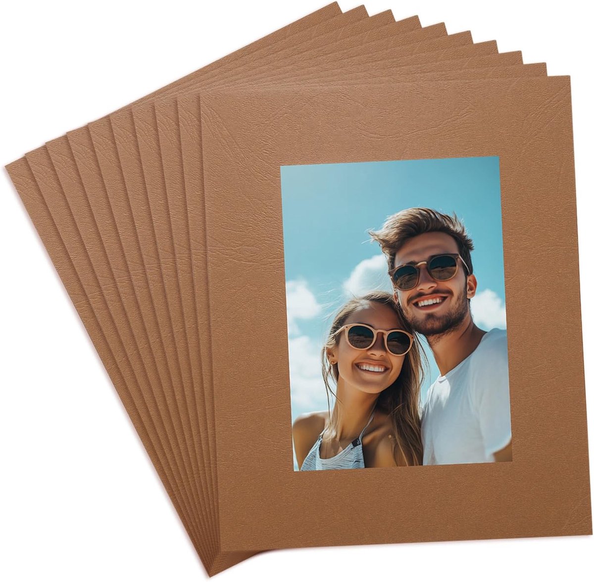 10 stuks passe-partout karton, 20,3 x 25,4 cm voor 12,7 x 17,78 cm foto's zuurvrije witte kern afgeschuinde lijst passe-partouts voor tentoonstellingskunst meting, donkerbruin