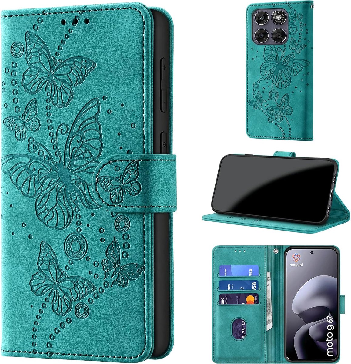 Beschermhoes voor Motorola Moto G77/G67 5G, roze | RFID-blokkering, Premium PU-leer, Kaartsleuven, Standfunctie, Portemonnee-ontwerp
