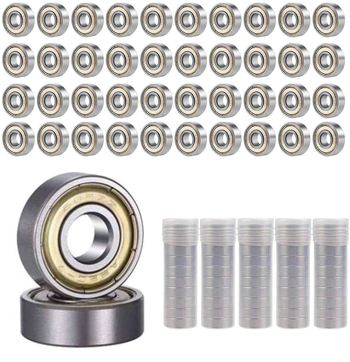 Lagers, 8 mm x 22 mm x 7 mm, metaal Double Shielded miniatuur groefkogellagers, 608 ZZ kogellagers, koolstofstaal voor skateboard, scooter, inline skates