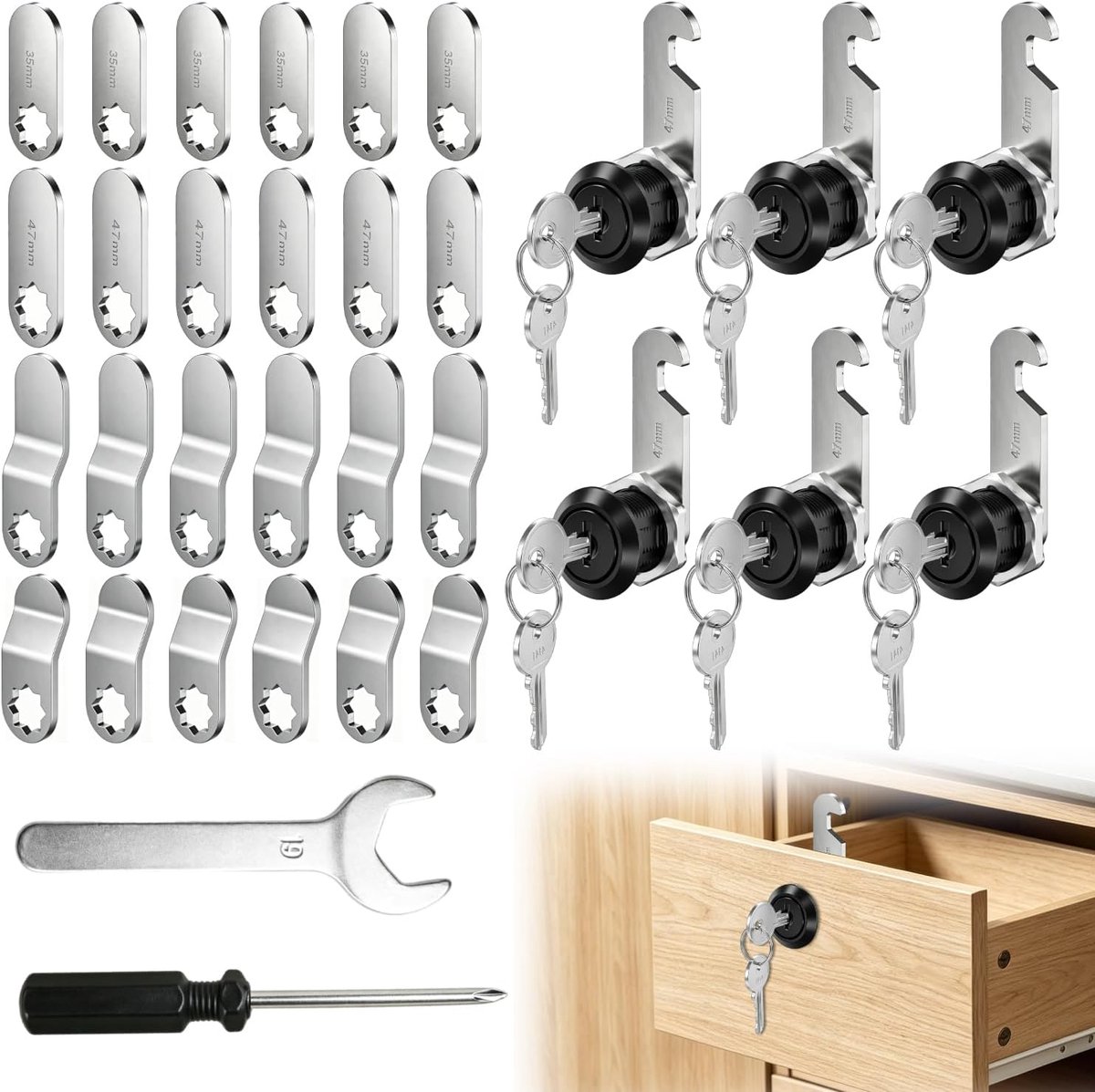 6 sets cilinder brievenbus slot brievenbus | Massief zink 16 mm sleutel dubbele tanding vervanging zonder schade gereedschap inbegrepen brievenbus kasten kast