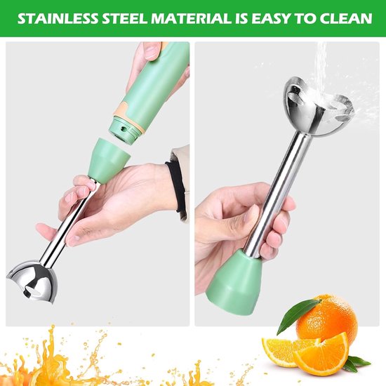 Elektrische staafmixer, 400 W pureerstaaf, snelheden roerstaaf, roestvrij staal voor babyvoeding, soep, smoothies, puree, saus handblender — afbeelding 2