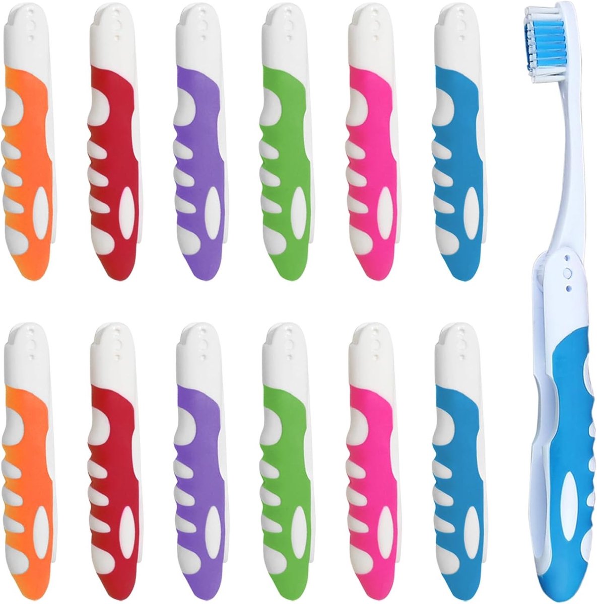 Vouwbare Reis Tandenborstel Set van 12 Stuks voor Kinderen en Volwassenen, Perfect voor Kamperen en Reizen
