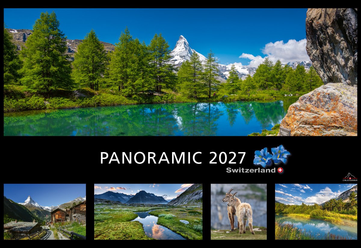 Calendaria - Wandkalender - Panoramic Switzerland 2027 - Zwitserland - 48 x 33 cm - Kalender