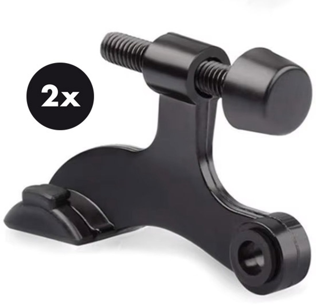 Actie4you® - Deurstopper - 2 stuks - Scharnierpen deurstopper – Verstelbaar – Zwart met Witte rubberen stootranden
