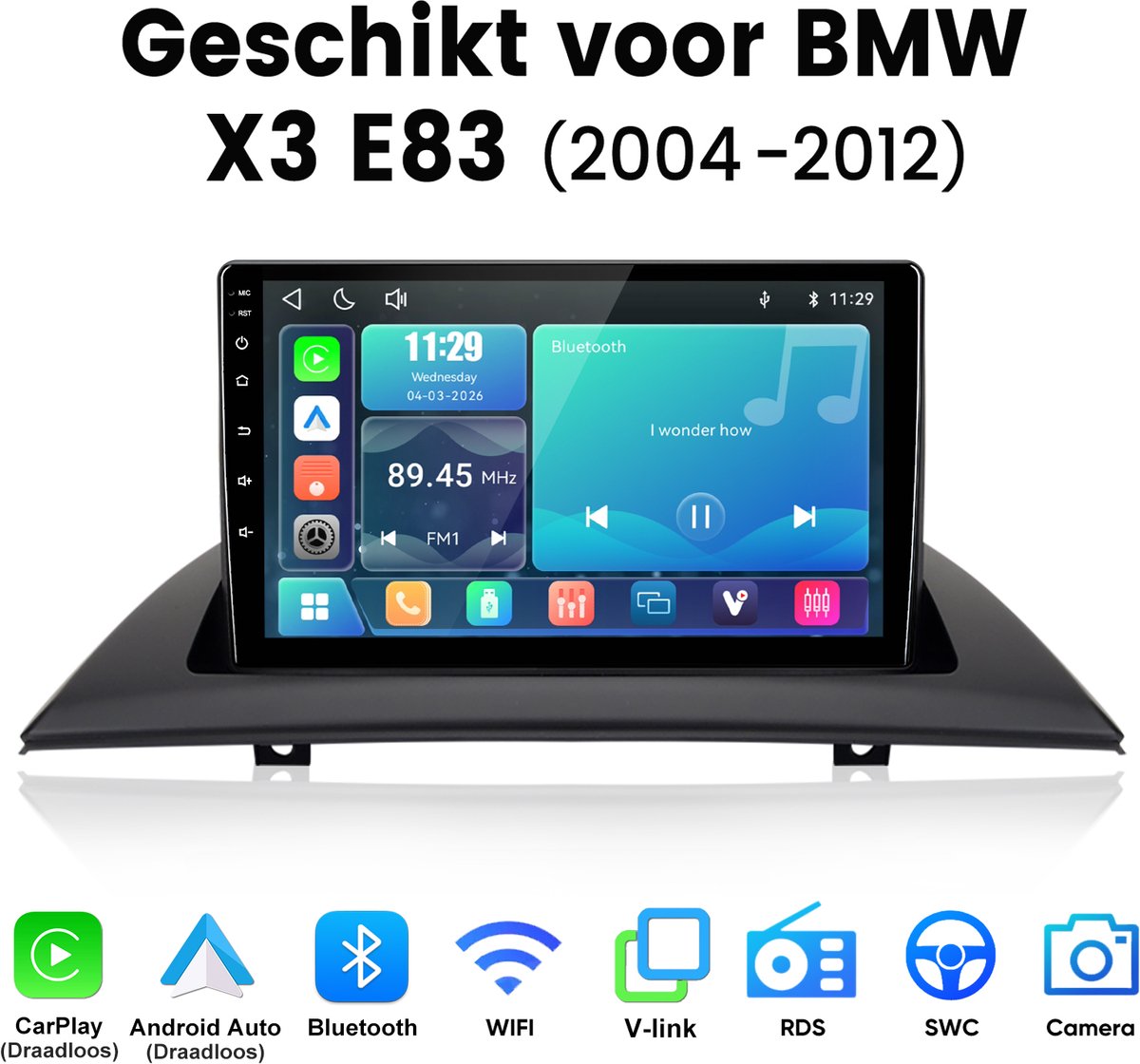 Junsun Linux Systeem Autoradio Geschikt voor BMW X3 E83 2004-2012 - Draadloos Carplay & Andriod Auto - 9 Inch HD TouchScreen - Bluetooth - GPS navigatie - WiFi - FM - RDS- Airplay