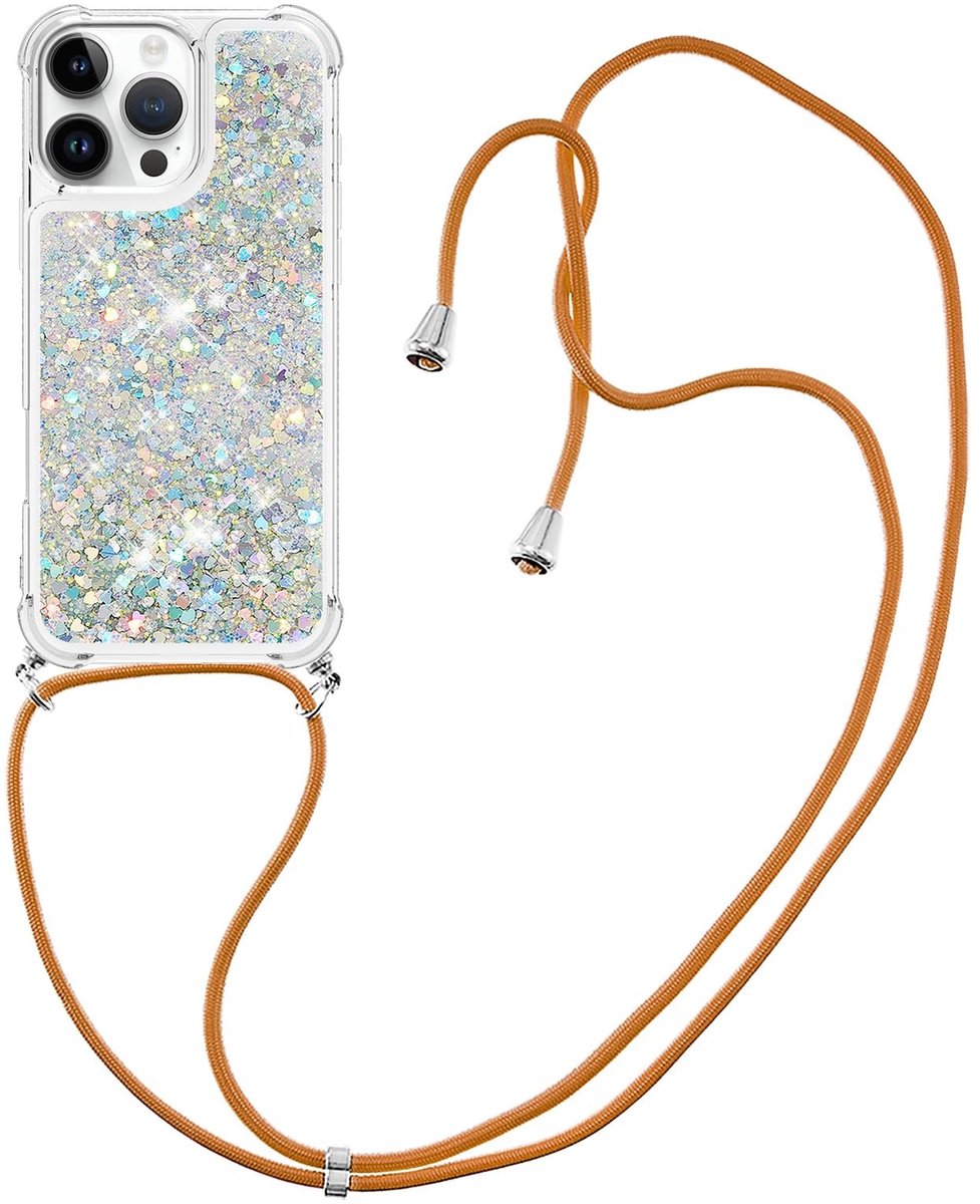 SolidKeus - Lanyard Hoes voor iPhone 16 Pro met Glitters