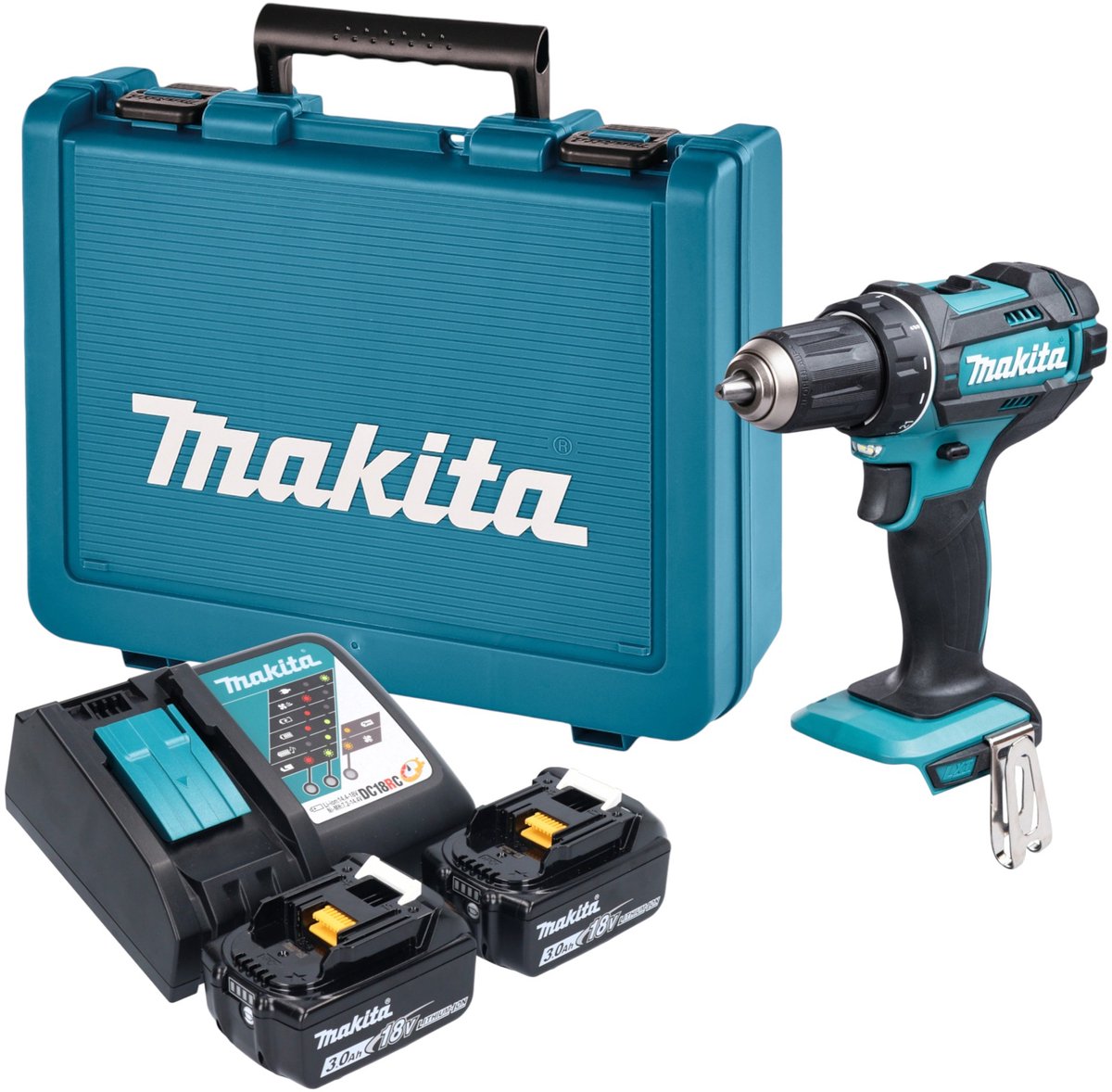 Makita DDF 482 RFE accu-boorschroevendraaier 18 V 62 Nm + 2x accu 3,0 Ah + oplader + koffer