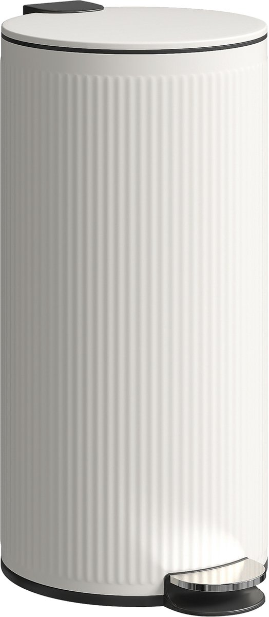 HOMCOM Prullenbak - Metaal - 36x30x60,5cm - Crème