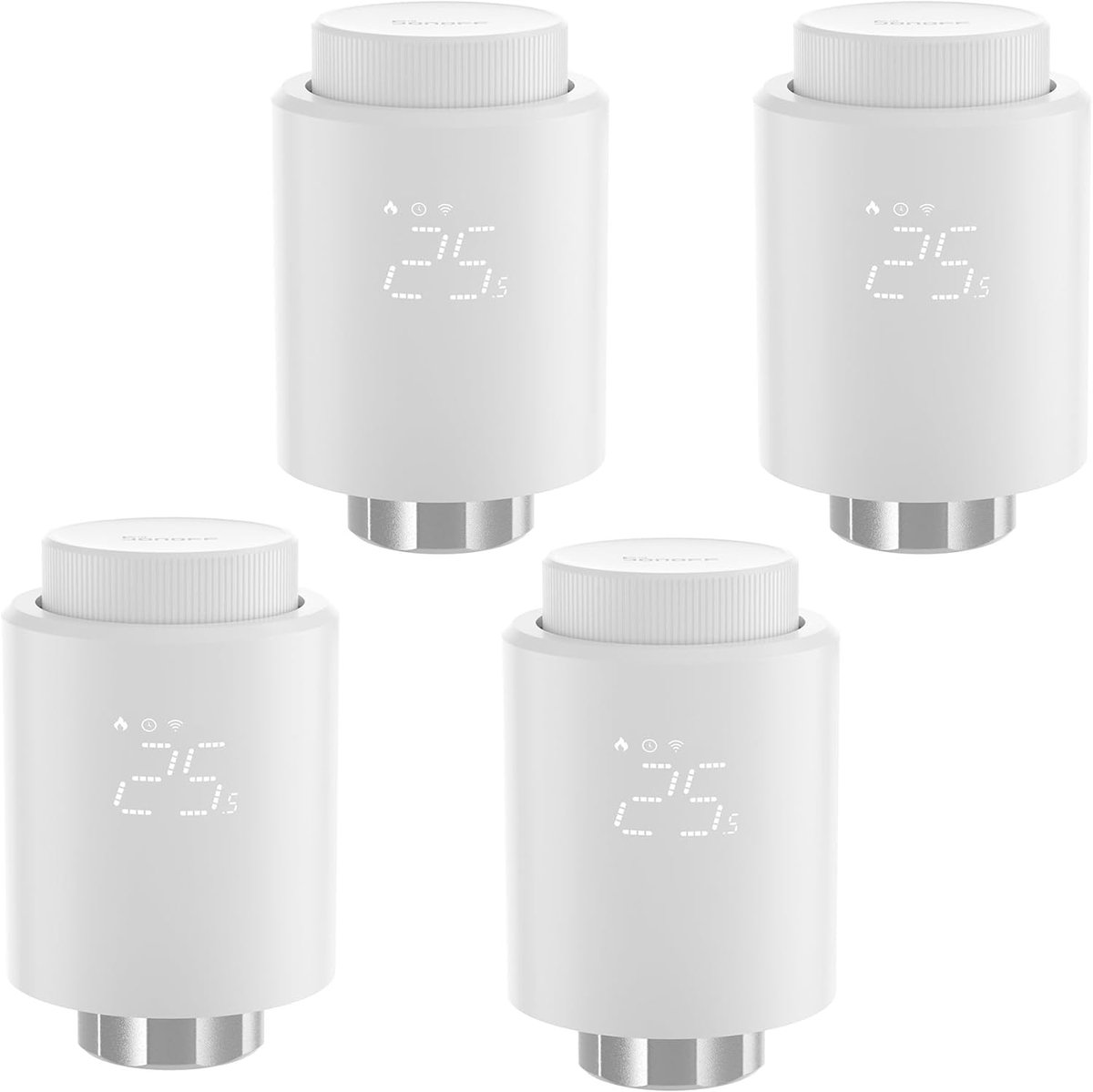 Slimme Radiatorthermostaat – ZigBee 3.0 – App & Spraakbediening – 4 Stuks – Inclusief 6 Adapters