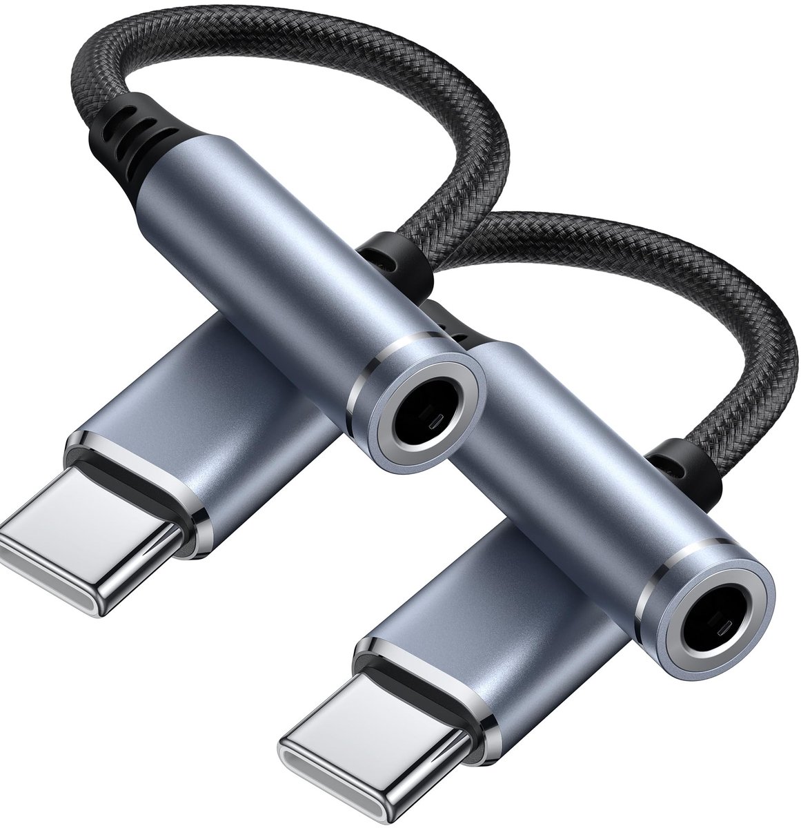 SolidKeus - USB C naar 3,5 mm Hoofdtelefoonadapter 2 Stuks
