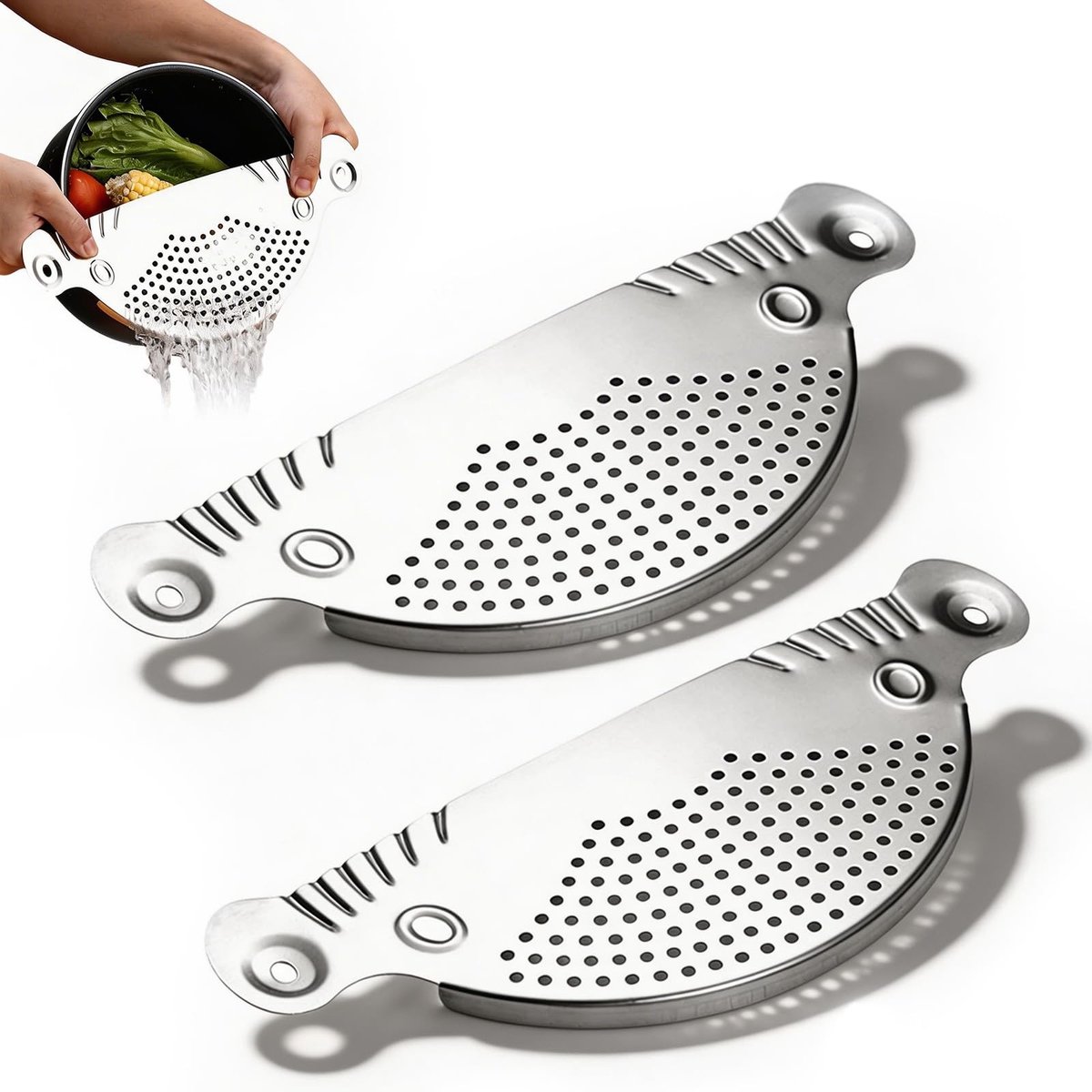 SolidKeus - Set van 2 RVS Afgietzeven voor Pannen tot 26 cm