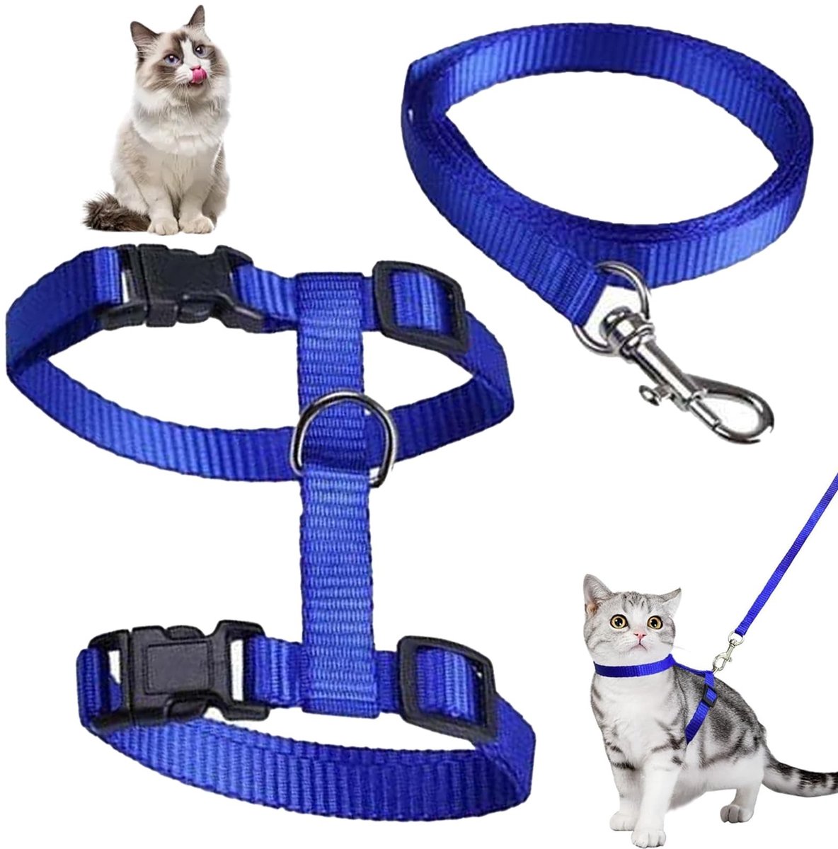 SolidKeus - Verstelbare Nylon Kattenharnas met Leash voor Kittens en Puppies