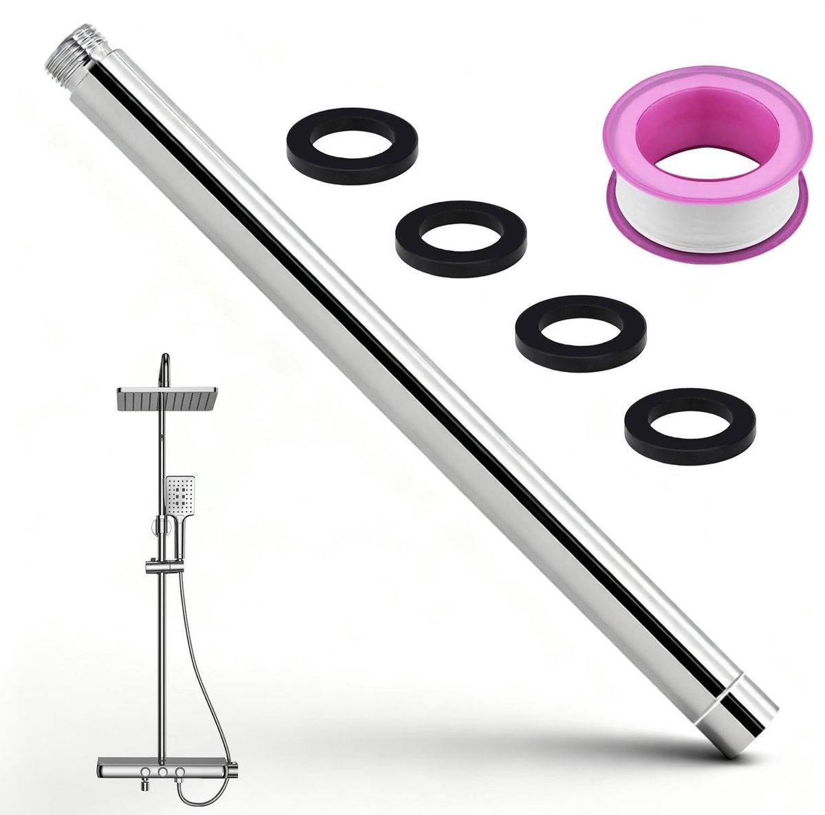 SolidKeus - 30 cm Douche Verlengbuis voor Badkameraccessoires