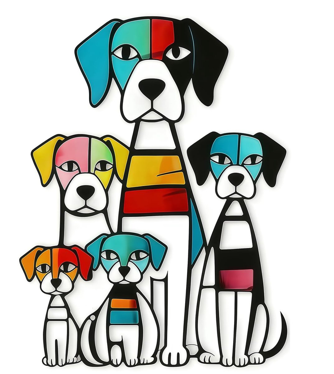 SolidKeus - Geometrisch Wandfiguur Hond van Metaal voor Muurdecoratie