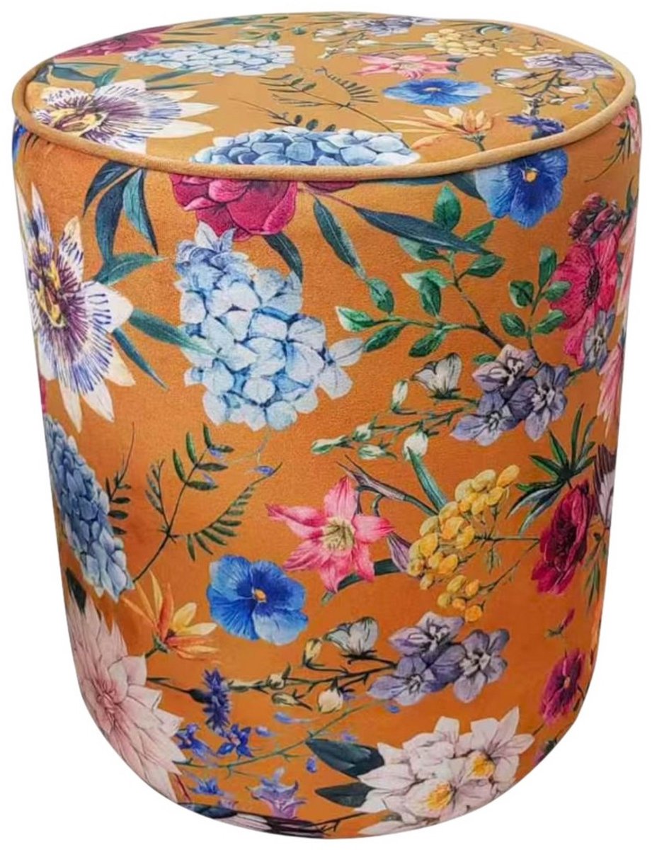 Poef fluweel Imelda geel 35x35x40cm