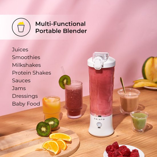 CHiATO blendPLAY Travel Draagbare blender, 600ml - Wit van Merkloos — afbeelding 4