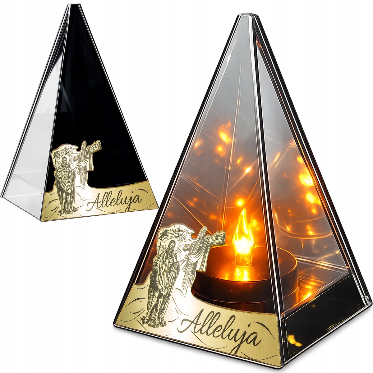 LED Graf Lampion met Vlameffect - 20cm Hoog