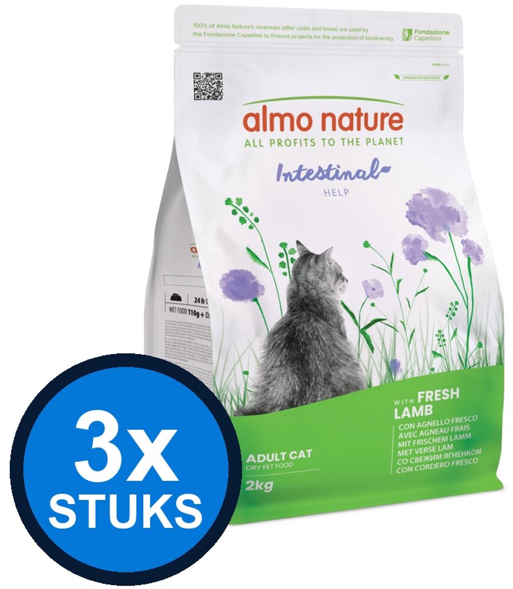 3x Almo Nature Functional cat intestinal help lam 2kg