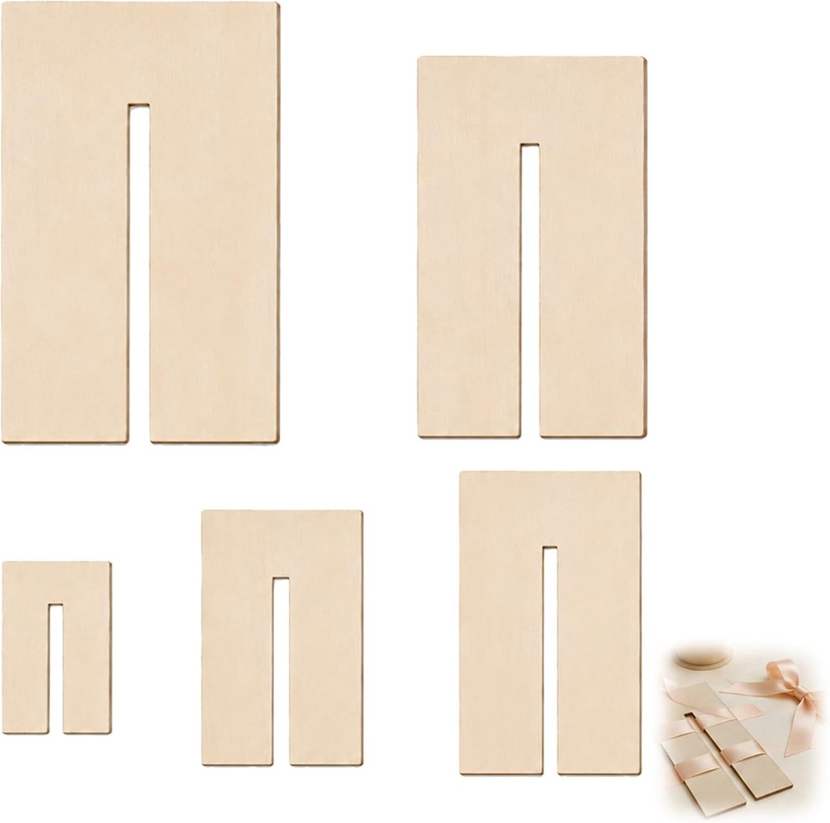 Houten boogmodellen voor ambachten - 5 stuks vlinderstrikplanken, naaigereedschap voor lintknopen en haarstrikken, sleufmaat 8 mm