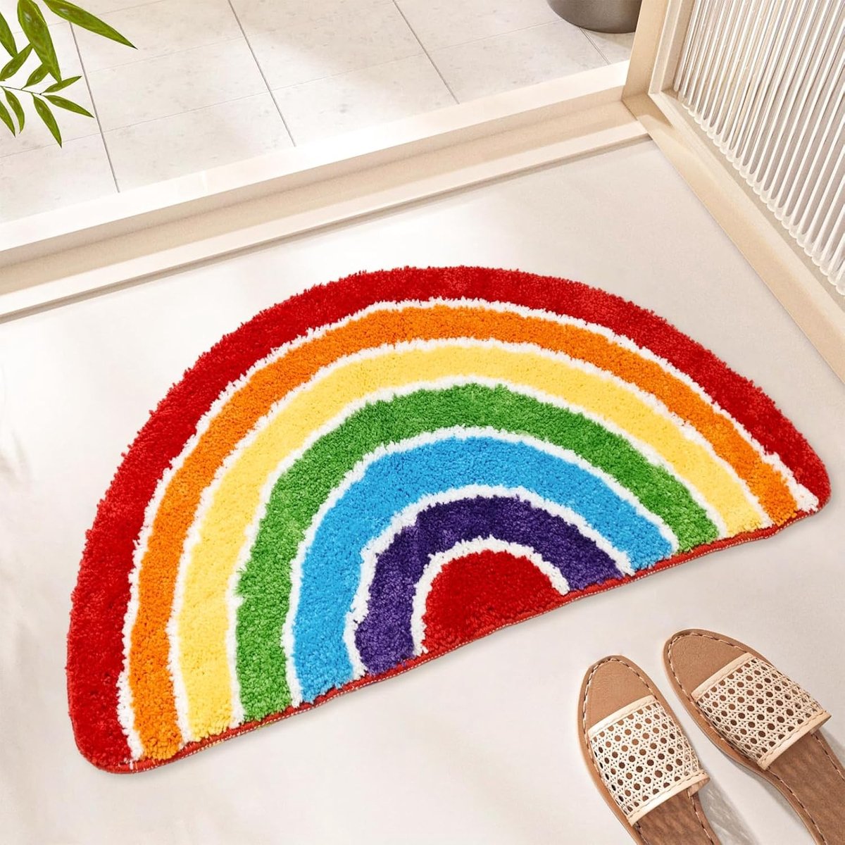 Kleurrijke Badmat met Regenboogstrepen, Antislip en Absorberend, Wasbare Duschmat voor Badkamer 40 x 73 cm