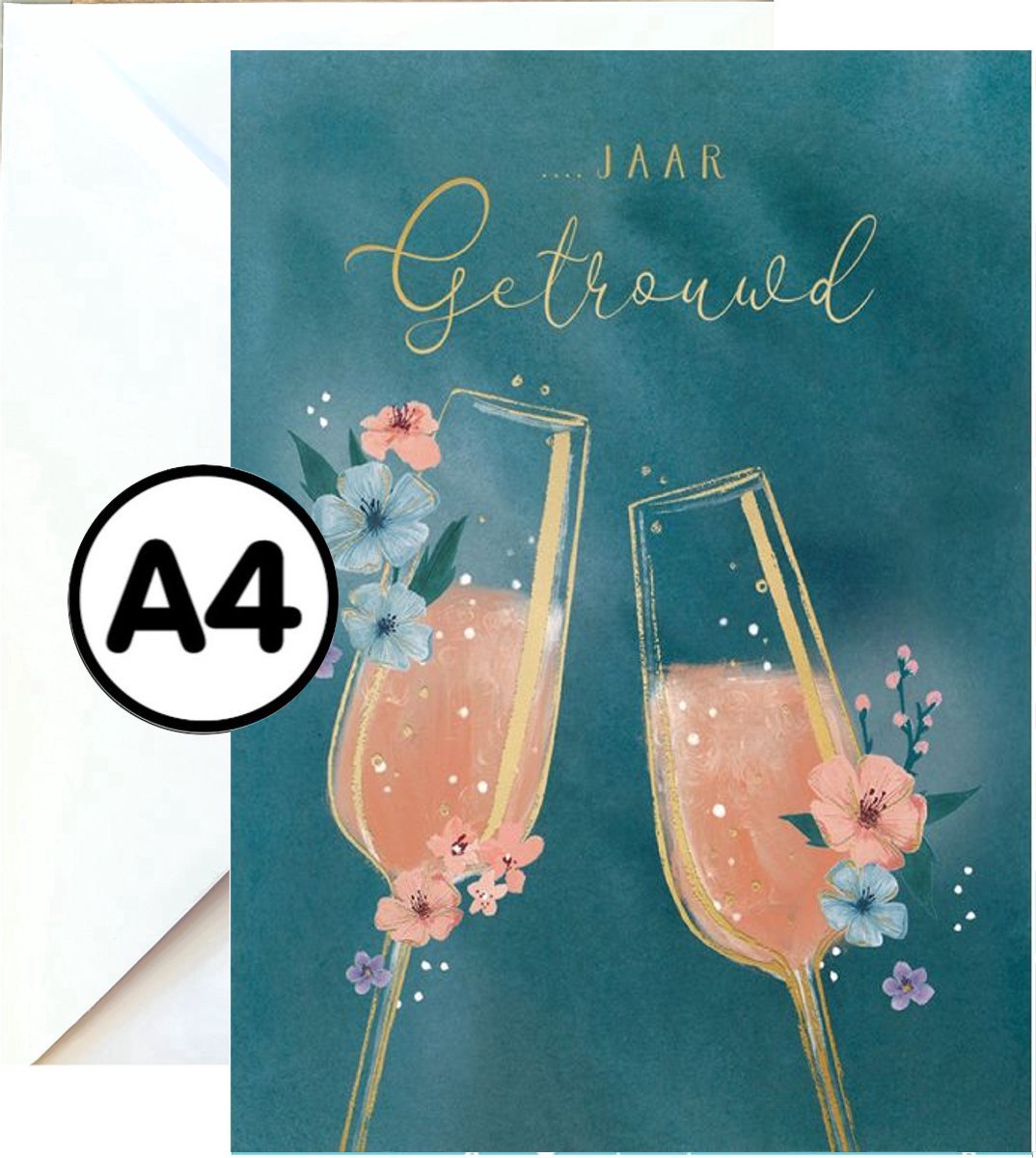 Grote Wenskaart - .... Jaar Getrouwd - A4 XXL - Met Envelop