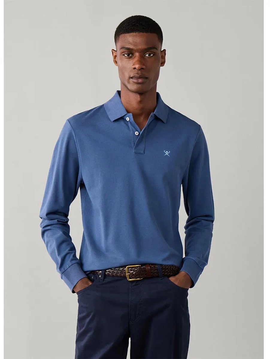 Hackett Hm5500048 Lange Mouw Poloshirt Blauw L Man