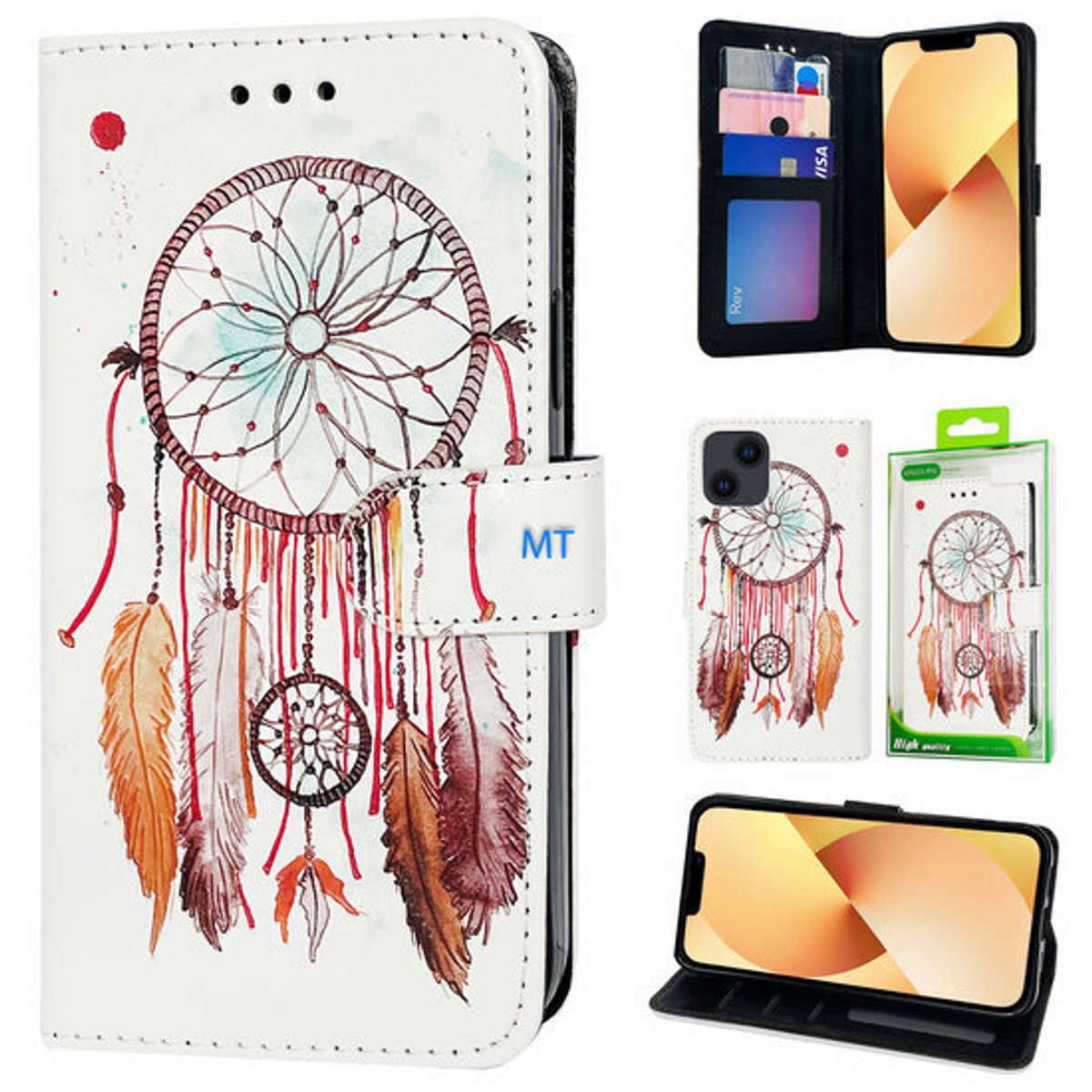 GREEN ON 3D Print Wallet Case Brown Feather Xiaomi 10 Lite 5G