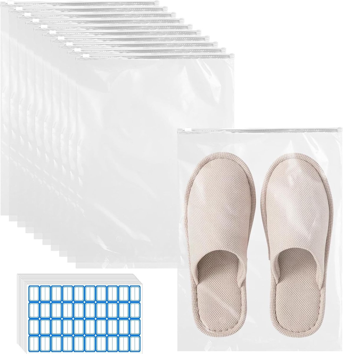 Herbruikbare Ritszakken - 50 Stuks, 40cm×30cm, Transparante Zak voor Kleding, Ondergoed en Schoenen, Waterdicht en Ventilatiegaatjes, Ideaal voor Opberging en Organisatie