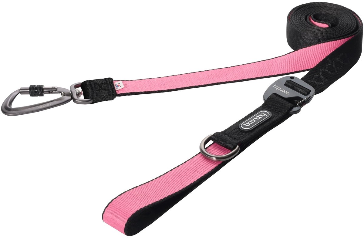 Boondog Hondenriem 3.2m - Verstelbaar - Multifunctioneel - Extra Sterke Nylon Riem - Meer Bewegingsvrijheid - Karabijnhaak - Black/Pink - Maat L