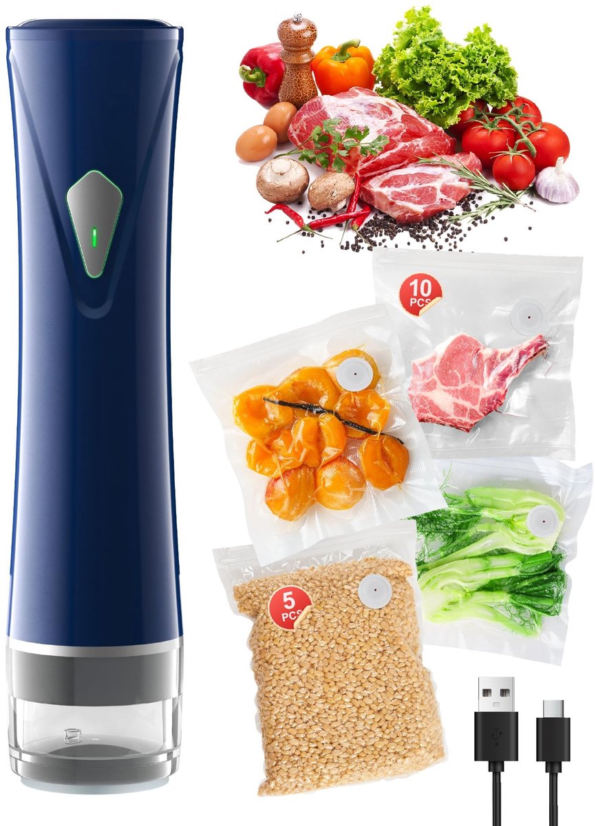 Omgoods - Compacte Handheld Vacuum Sealer met 60 kPa Zuigkracht