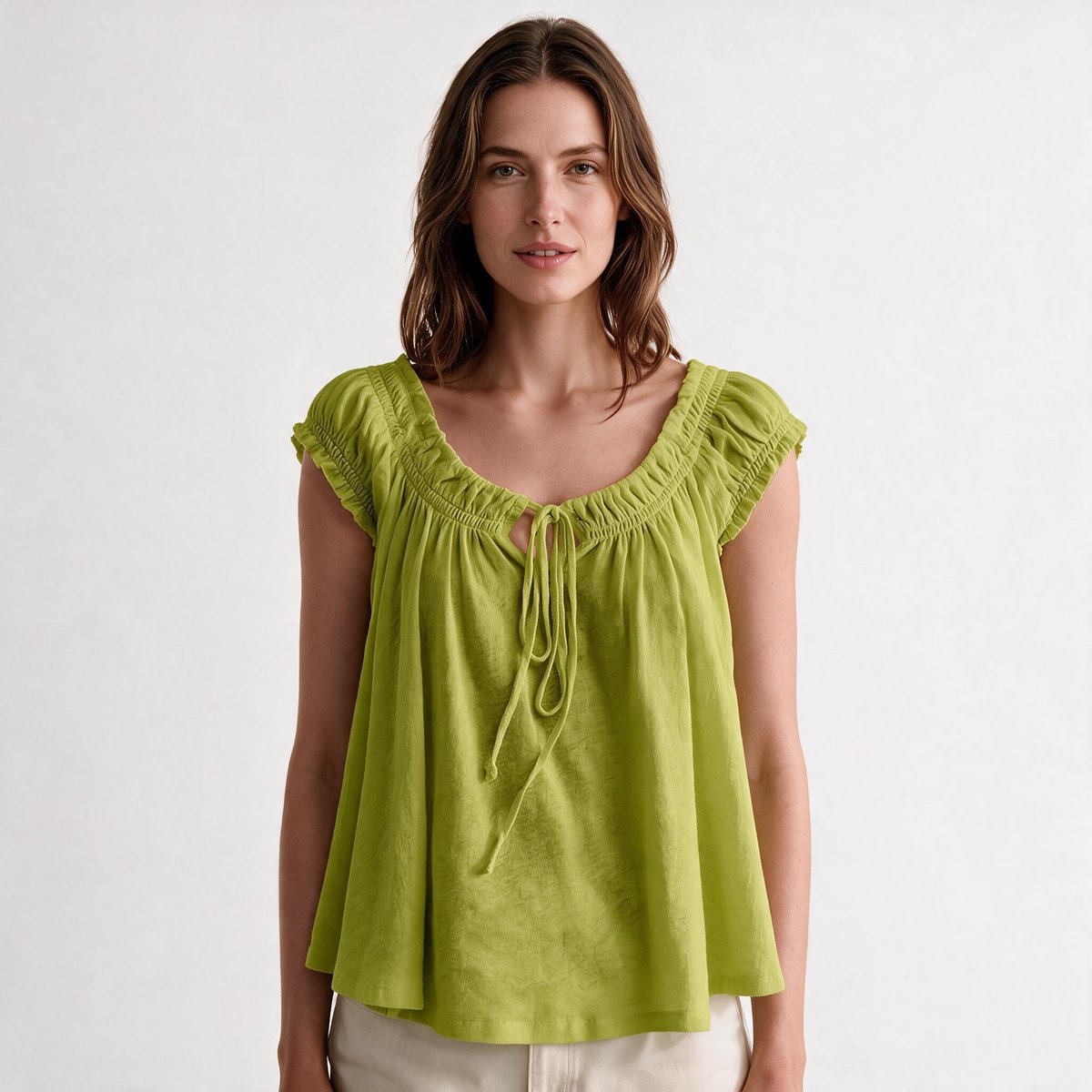 Imily Bela Dames Blouse met Vierkante Hals en Volantmouwen
