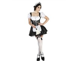 Joya Party® French Maid Kostuum Dames | Franse Dienstmeid Verkleedjurk Vrouwen | Sexy Maid Kostuum | Kamermeisje | Incl. Hoofdband & Kousen | Carnaval Verkleedkleding | Themafeest | Maat M/L