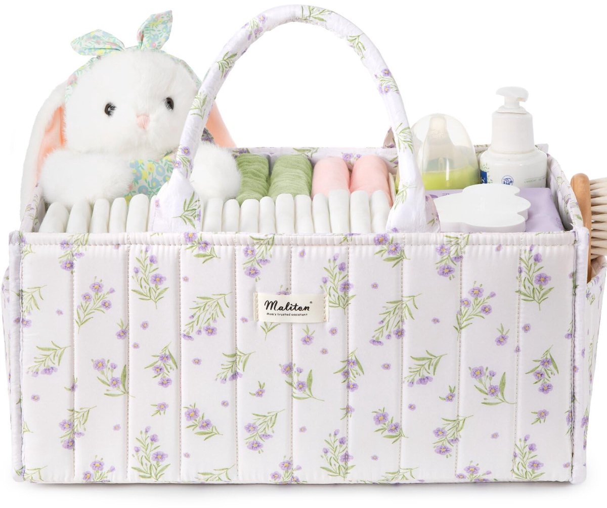 Omgoods - Baby Verschoon Organizer met Compartimenten en Handvat voor Babyspullen in Paars