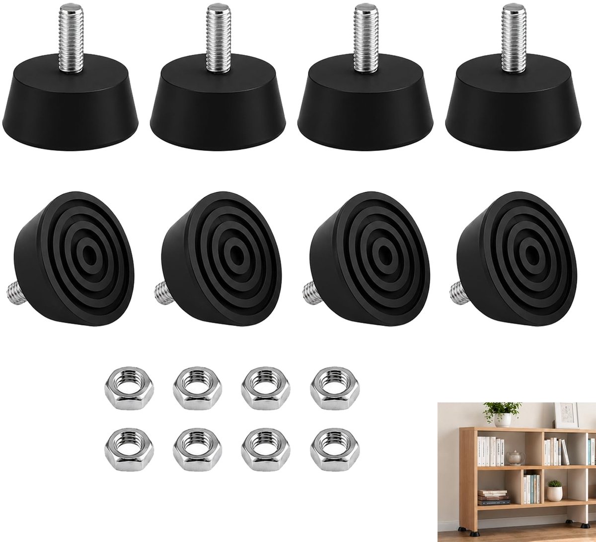 Omgoods - Set van 8 Verstelbare Rubberen Meubelpoten