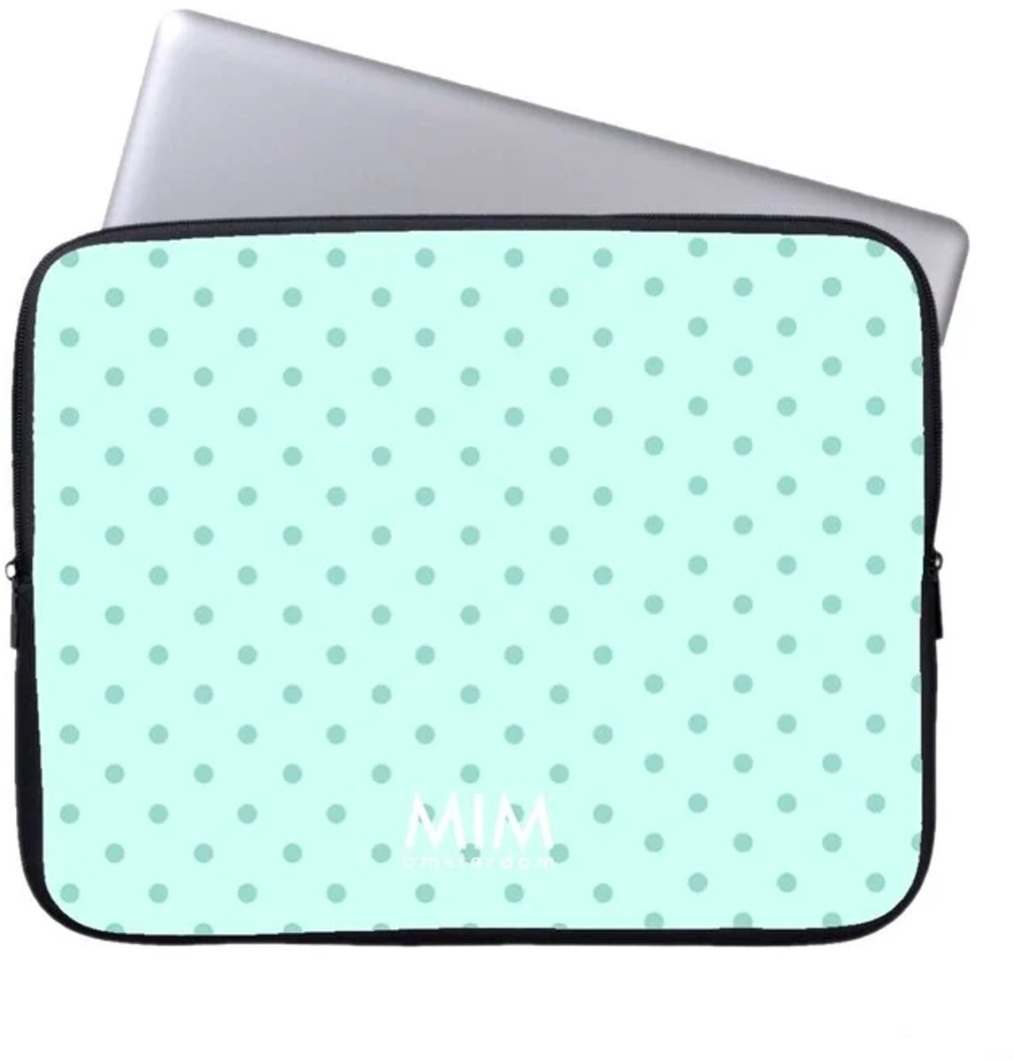 MIM Amsterdam - Mint To Be - Laptop sleeve - 13 Inch laptop sleeve - Laptophoes - Stippen print - Witte laptop sleeve -