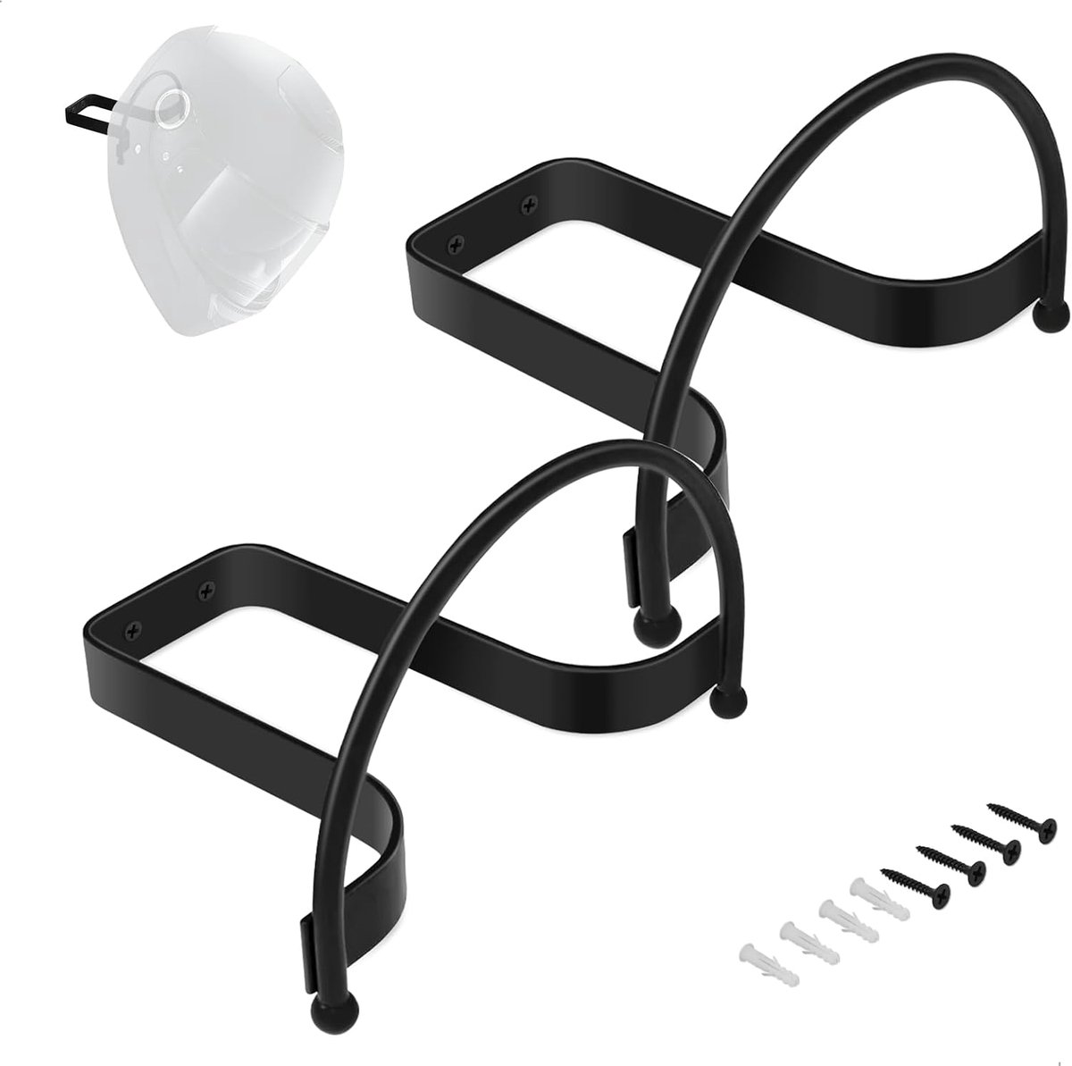 Motorhelmhouder voor aan de muur, motorhelmhouders, motoraccessoires voor motorhelmophanging, honkbalhelm, jas, hoed, zwart, 2 stuks