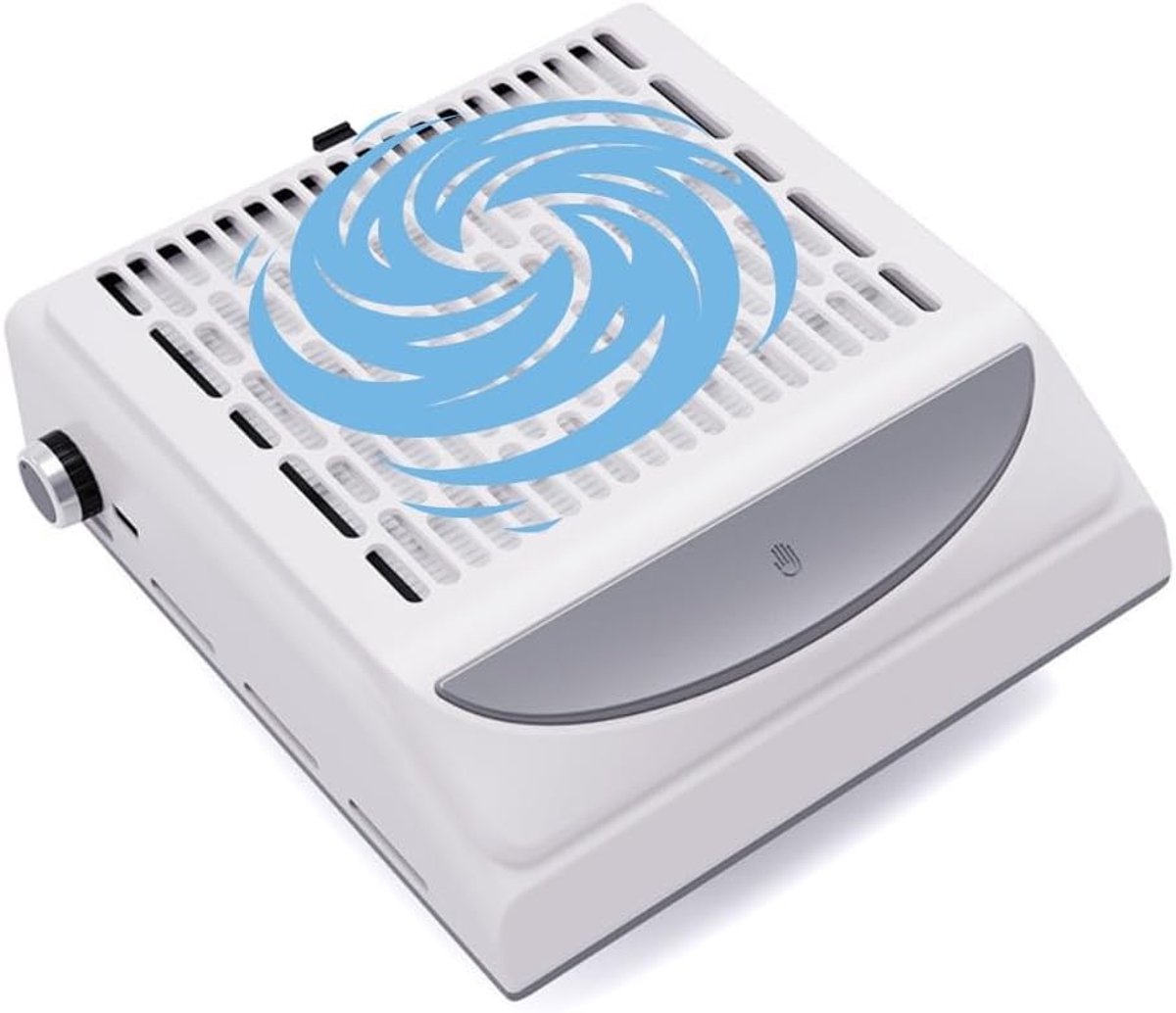 Nagelstofzuiger 80 W, professionele nagelstofzuiger met instelbare snelheid, herbruikbaar filter en USB voor het opladen van smartphones (wit)