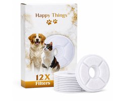 Happy Things Drinkfontein Filters - Ronde Filters - 12 stuks Navulling - met Vitamine C - Carbon