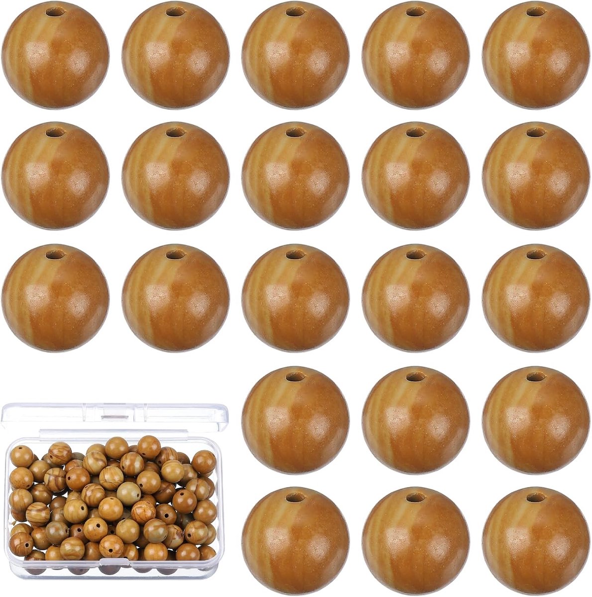 Kralen, 8 mm oranje houtnerf stenen kralen voor sieraden maken armband ketting oorbellen edelsteen ronde losse kralen doe-het-zelf geschenken voor vrouwen