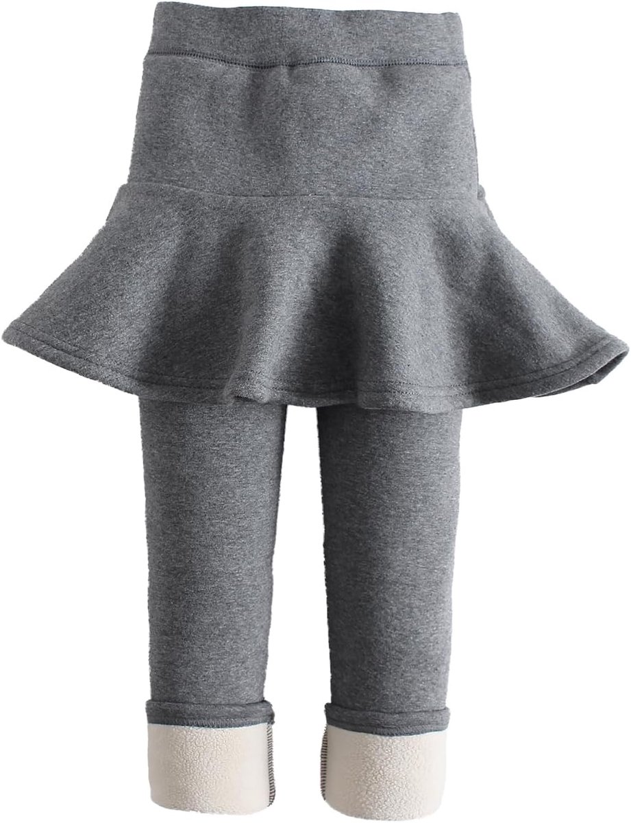 Leggings voor meisjes, met rok, thermische voetloze panty met rok, donkergrijs/lichtgrijs/zwart/marineblauw, voor 4-10 jaar