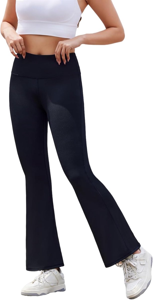 Yogabroek voor dames, bootcut, hoge taille, slagbroek, lang, stretch, sportlegging, flared, fitnessbroek, comfortabel, elastisch, joggingbroek