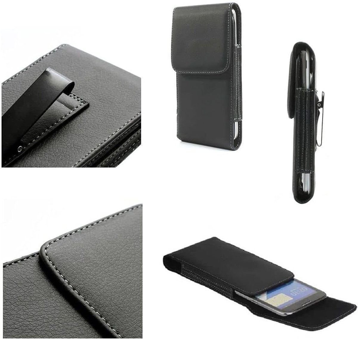 Flip Riemclip Metalen Case Holster Verticaal voor Gionee Marathon M4 - Zwart