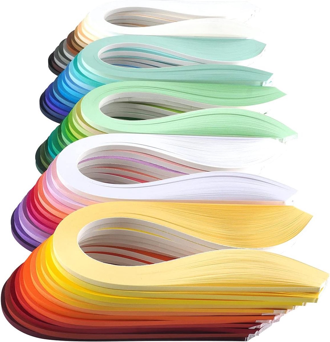 Quilling Eenkleurige Papier-Rucheset, 60 Kleuren, 39 cm Lengte, 100 Strepen per Verpakking, Papierbreedte 3mm