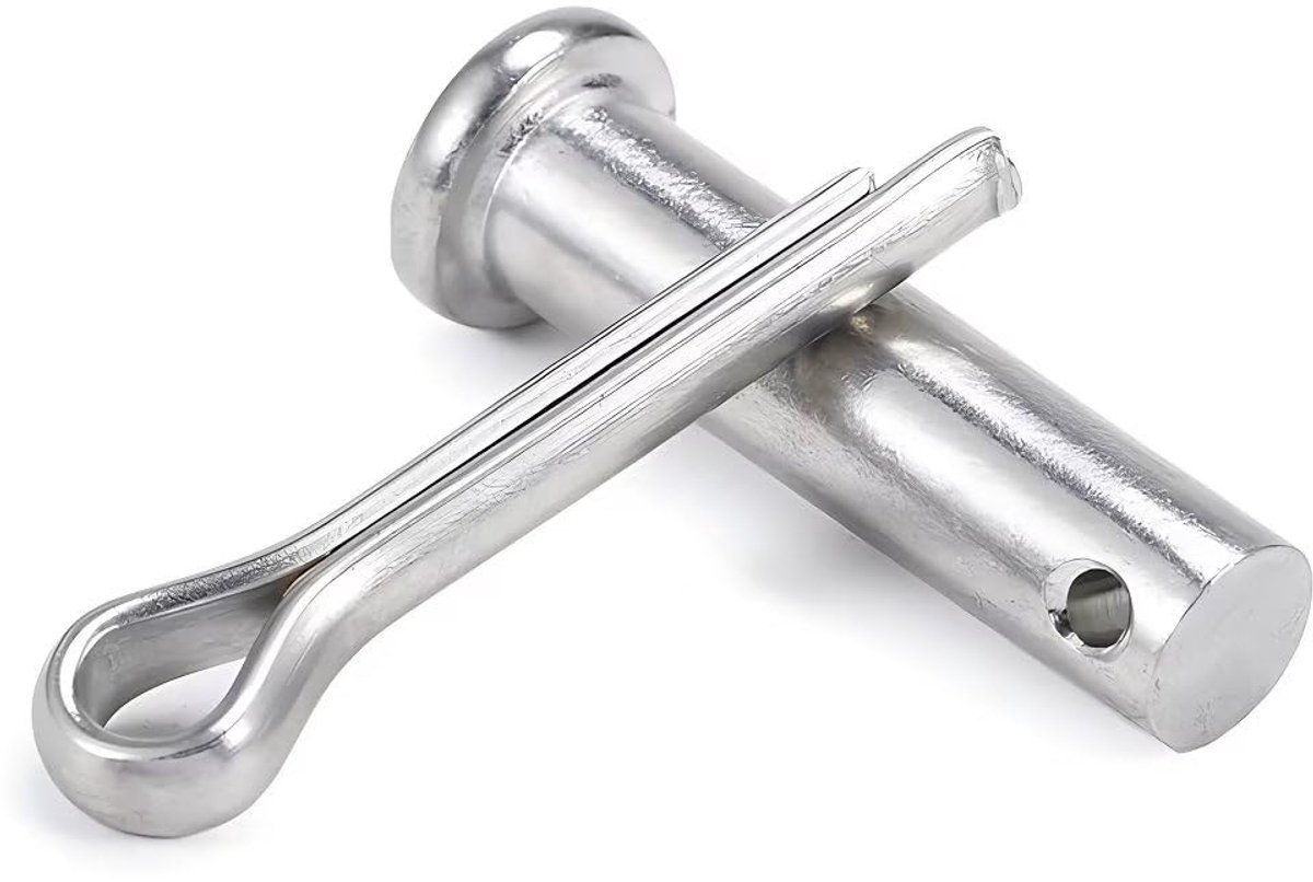 Enkel gat, vorkbouten, M3 x 8 mm, platte kop, scheerpennen en splinten (10 stuks)