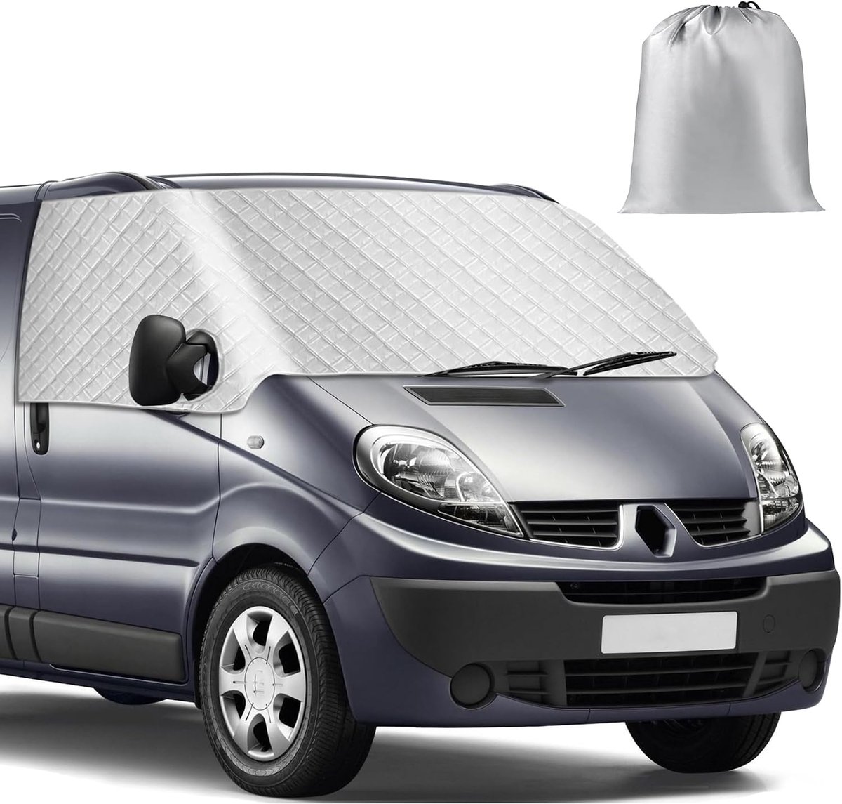 Voorruit Afdekking Compatibel met Renault Trafic 2001-2014, Zilveren Zonneklep voor Voorraam, Blokkeert UV-stralen, Beschermt tegen Wind en Weer, Houdt Uw Voertuig Koel