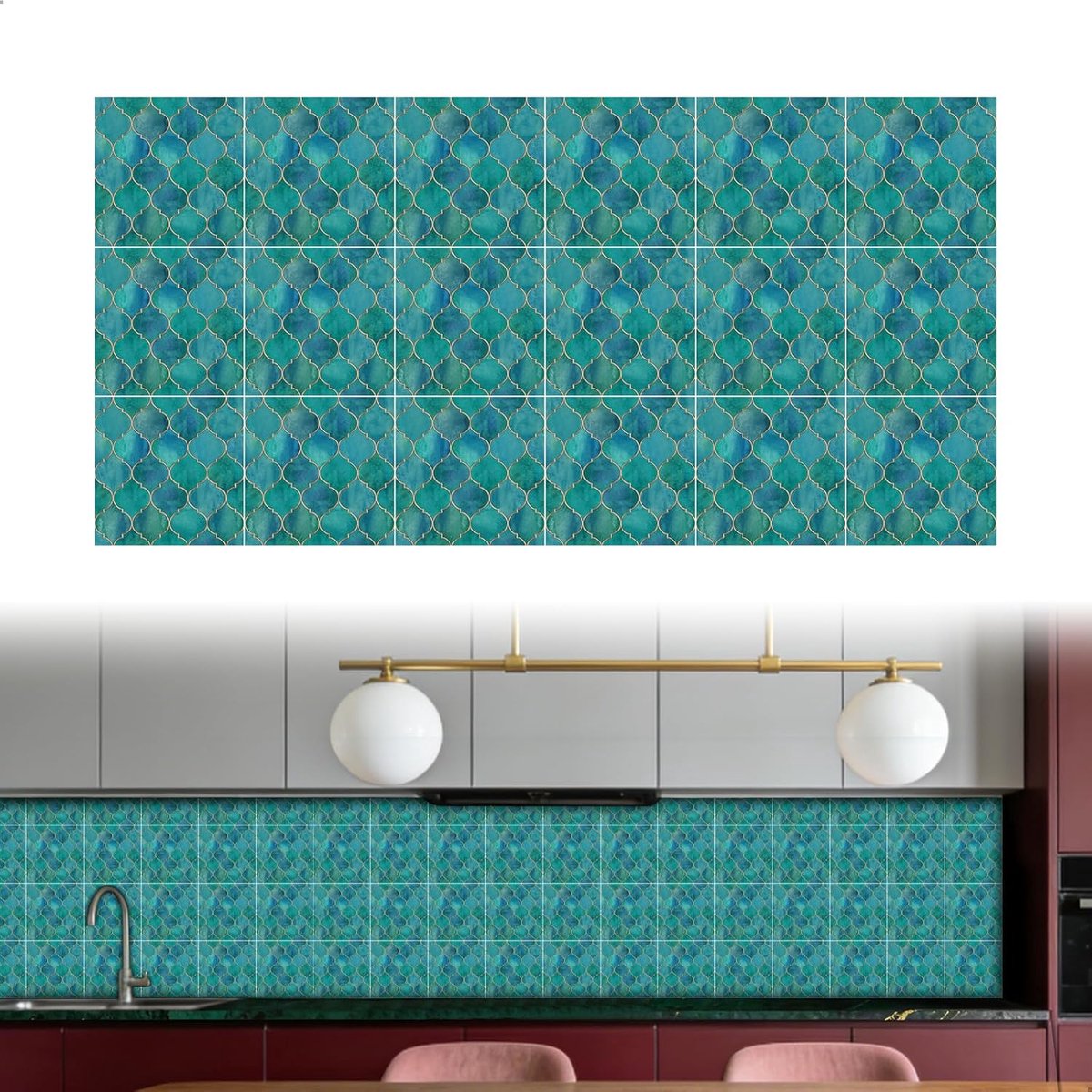 Tegelstickers, waterdicht, tegelstickers, decoratie voor keuken, badkamer, slaapkamer, entree, 15 x 15 cm, 18 stuks