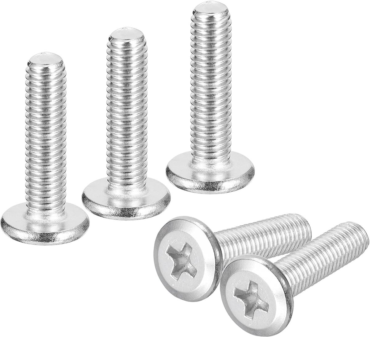 M5 x 20 mm kruiskopschroeven met platte kop, 20 stuks kruiskopschroeven van 304 roestvrij staal, volledig gepolijst oppervlak, meubelverbindingsbouten